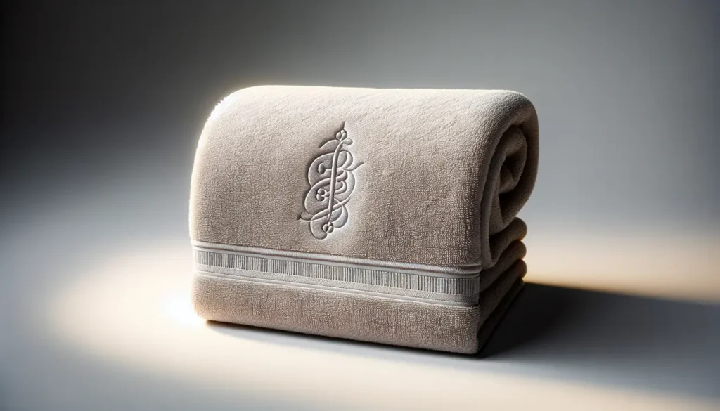 Embroidered towel with elegant design, showcasing luxury and personalization, ideal for gifting.